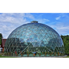 Prefab Space Frame Steel Dome Tempered Glass Roof Structure